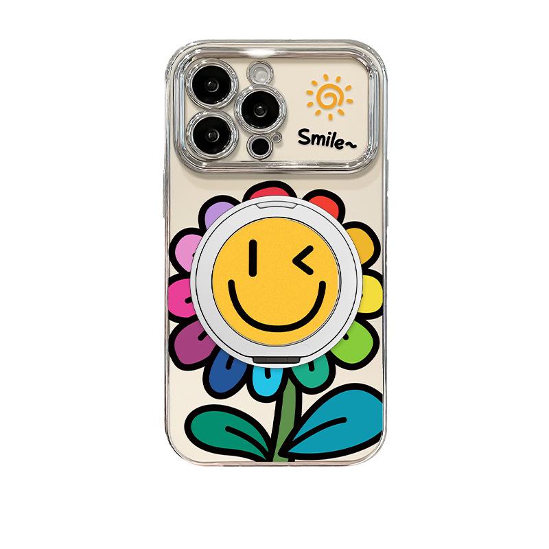Улыбающийся Подсолнух подходит для чехла на мобильный телефон Apple 16e iphone13pro гальваническое покрытие 15 магнитный держатель 11 продвинутое ощущение