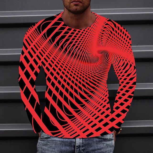 Модные мужские футболки с длинным рукавом и круглым вырезом, креативные футболки с 3D-принтом в стиле спин-графики