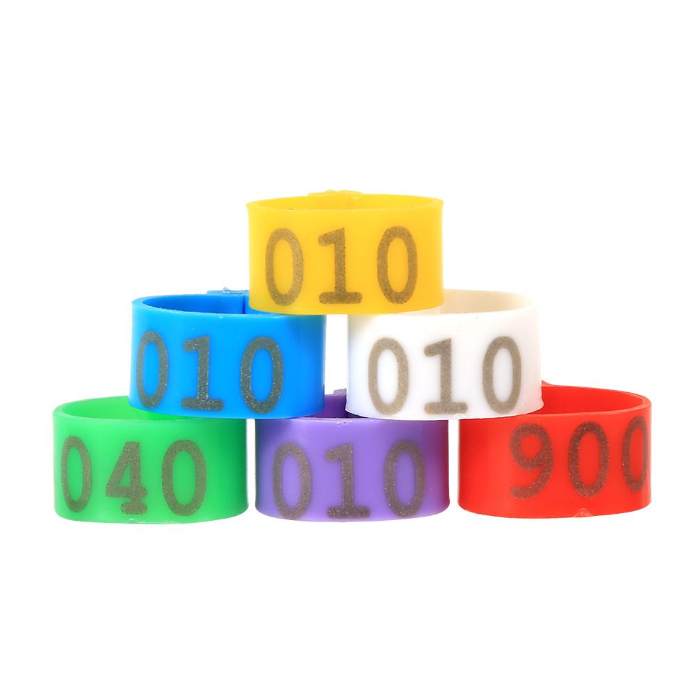 Bird Leg Rings Poultry Leg Bands 6Colors /Bag 16MM 001-100 Numbered Plastic Poultry Chickens Ducks Goose Leg Bands Rings