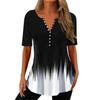 Trendy And Cool Women's Summer Loose V-neck Pullover Short-sleeved Button Printed T-shirt