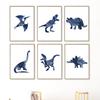 Blue Dinosaur T-Rex Brachiosaurus Wall Art Canvas Painting Nordic Dino Posters And Prints Wall Pictures For Baby Kids Room Decor