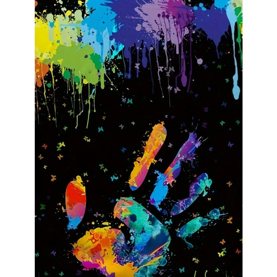 Men's Colorful Paw Graphic Print T-shirt, Casual Short Sleeve Crew Neck Tee, Men's Clothing For Outdoor