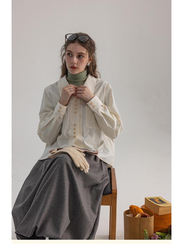 Dailyart Женская приталенная рубашка для офиса с вышивкой "Синяя волна Морская соль"