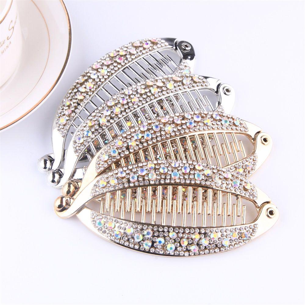 Vertical Hair Accessories Fashion Crystal Hair Clip Banana Clip Ponytail Hairpin Headwear