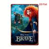 [2D Flat] 1pc Brave 2D Flat Wall Art - 20.32x30.48 cm Iron Hanging Decor with Merida and Family, Adventure and Courage Theme, Id