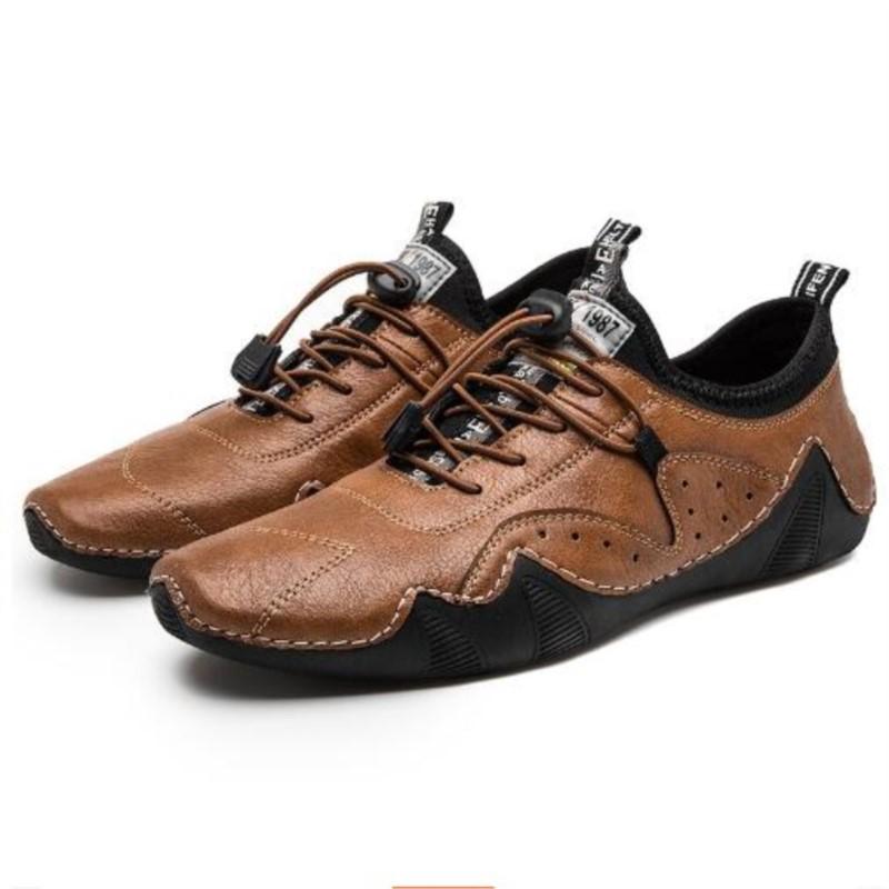 Fashion New Leather Casual Men Shoes Comfortable Soft Lightweight Flat Male Loafers Moccasins Driving Shoes D385