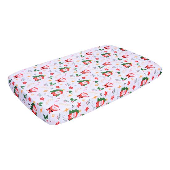 Рождественская простыня на матрас для детской кроватки Дед Мороз Рождественский носок Натяжная простыня для детской кроватки Чехол на матрас для детской кроватки с рождественской елкой для мальчиков и девочек Декор для детской кроватки