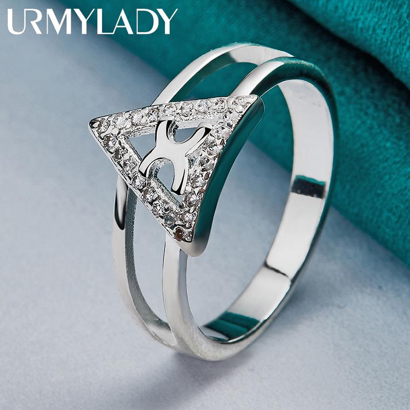 Кольцо из стерлингового серебра 925 пробы с тригональным цирконом 7, 8, 9, 10 для женщин, очаровательные ювелирные изделия