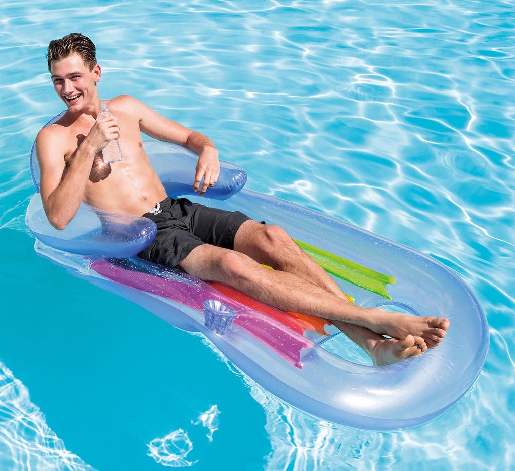 Mattress, Sunbathing And Swimming Chair 2 In 1 King Cool 160 X 85Cm Intex 58802 Silver