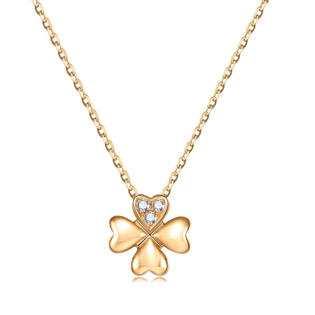 K18 Gold Diamond Necklace Lab Grown Diamond Four Leaf Clover 18K Birthday Anniversary Day Christmas Gift Present Gift Wrapping Included [FANCIME]