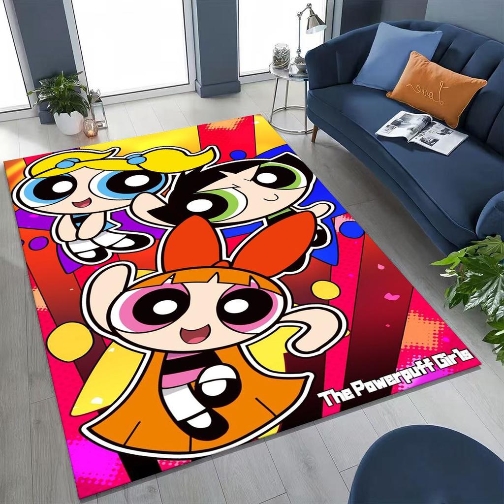 Мультяшный P-Powerpuff Girl Милый Арт Ковер Коврик для Спальни Гостиной Дивана Домашний Придверный Коврик Декор, Большой Детский Нескользящий Напольный Коврик