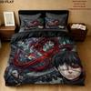 Tokyo Ghoul Pattern Bedding Quilt Set Quilt Cover Pillowcase Home Birthday Gift(1 * duvet cover + 2 * pillowcase, without core)
