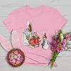 Retro Easter Bunny Tshirts Women Easter Bunny Shirt Gift for Women Vintage Easter Rabbit Tees Crew Neck Short Sleeve Tshirt