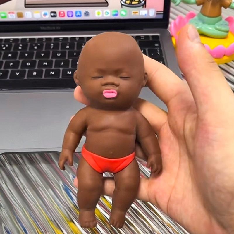 Наташа Черная Кукла Игрушка для Снятия Стресса Стиль DIY Ладонь Резина Черно-Белый Медленное Отскакивание Снятие Стресса Подарок
