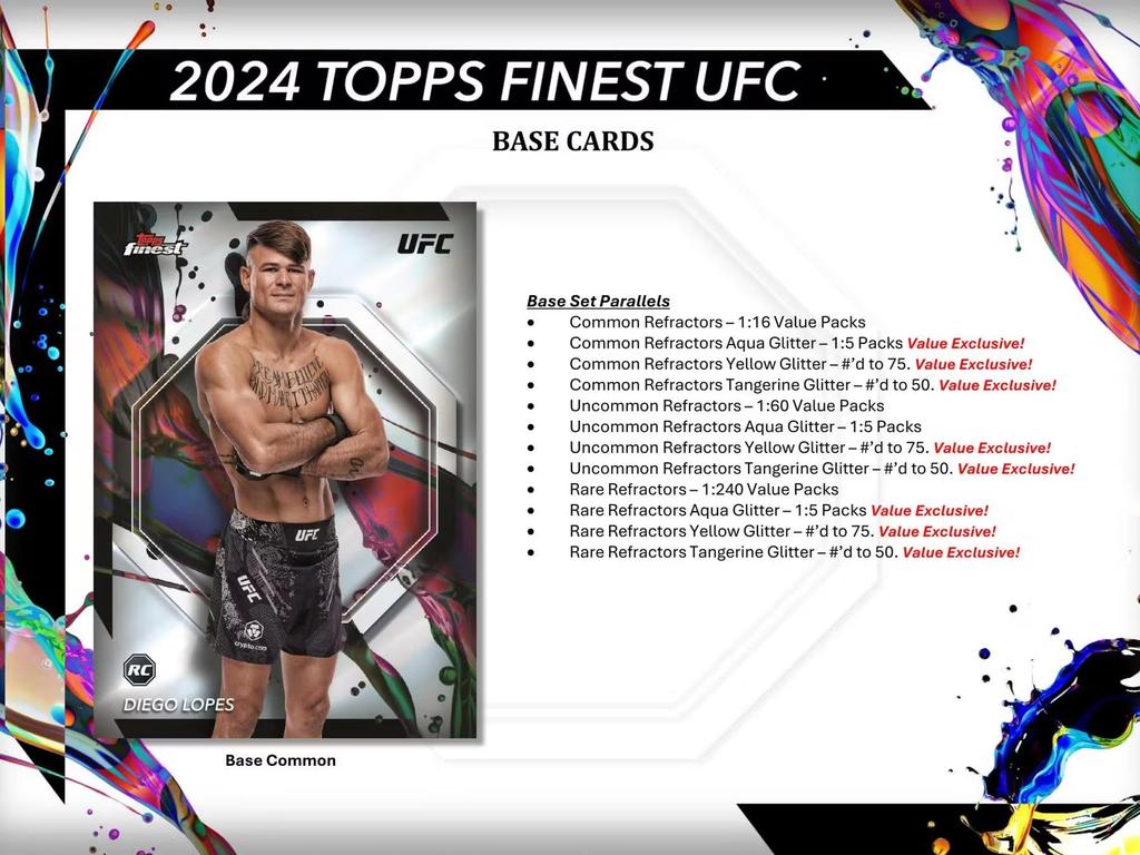 2024 Topps Finest UFC Бластерная коробка для коллекционных карточек 6 пакетов