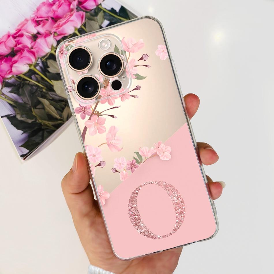 Для iPhone 16 Pro Max iPhone16 Pro Модный чехол с инициалом Для iPhone 16Pro 16ProMax Прозрачный ТПУ Мягкий силиконовый чехол для телефона