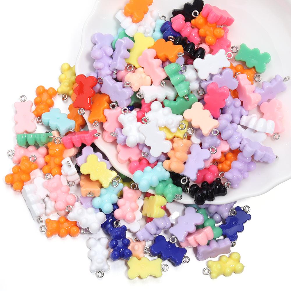 10Pcs/Lot 22×12mm Acrylic Pendant Macaron Colored Mini Bear Pendant For Diy Cute Necklace Earrings Gift Jewelry Accessories