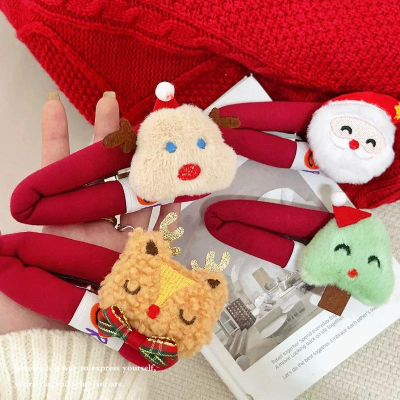 Рождественская утолщенная плюшевая заколка для волос BB для женщин - Милые, Большие, Декоративные аксессуары