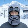 Зимняя шапка-ушанка с очками, шапка-авиатор, 3-в-1, шапка-ушанка, теплая, защита лица, наушники, зимняя, для снегохода, для походов