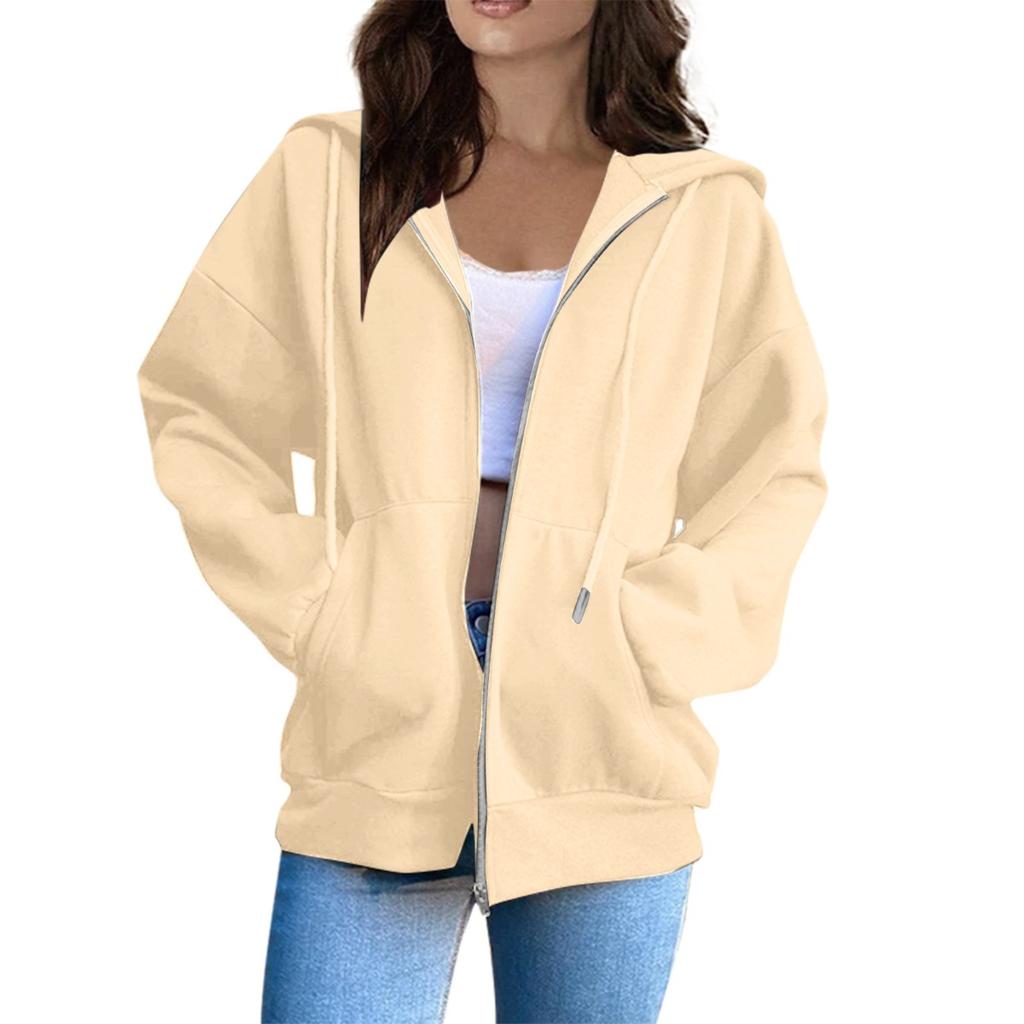 Women's Hooded Jacket, Regular Version Long Sleeved Jacket with Drawstring Cap, Casual Wear, Durable Fabric, High-quality Jacket, Office Wear
