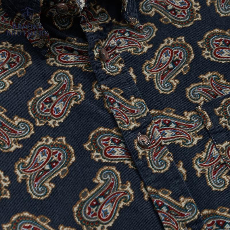 Мужская повседневная рубашка Brooks Brothers из хлопкового вельвета с пейсли