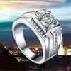 Кольцо в корейском стиле мужское кольцо с покрытием из 18-каратного белого золота бриллиантовое кольцо мужское с высокоуглеродистым бриллиантом роскошное бриллиантовое кольцо