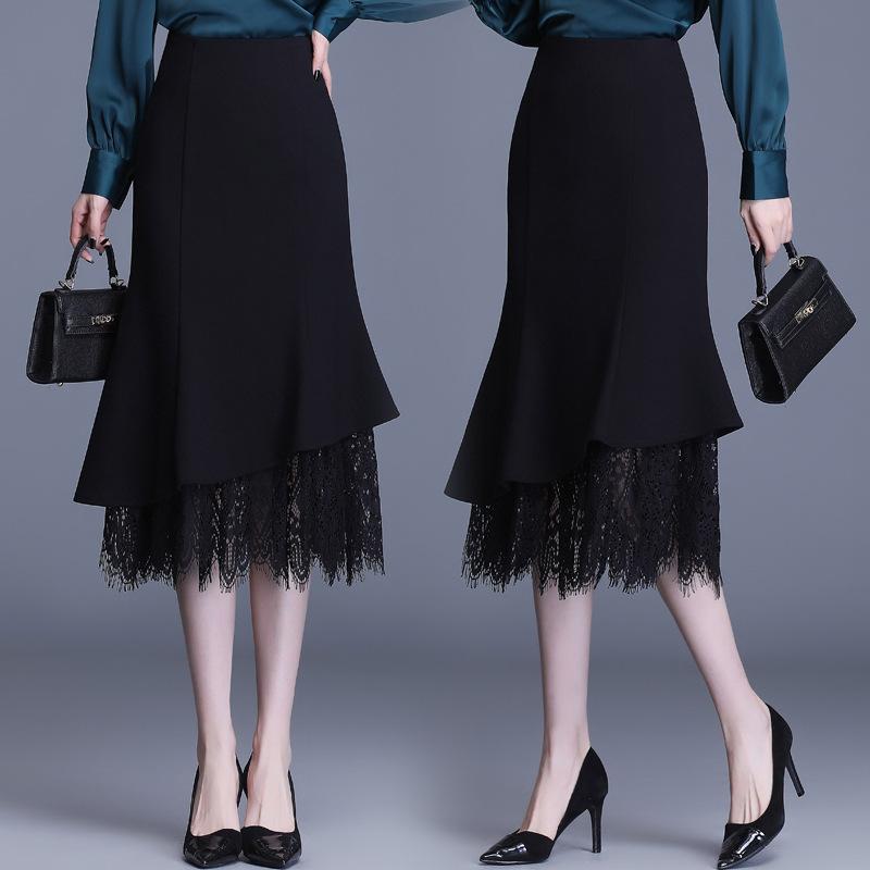 Юбка-рыбий хвост юбка женская летняя черная средняя и длинная юбка весна женская маленькая весенняя и осенняя юбка высокого класса бедра