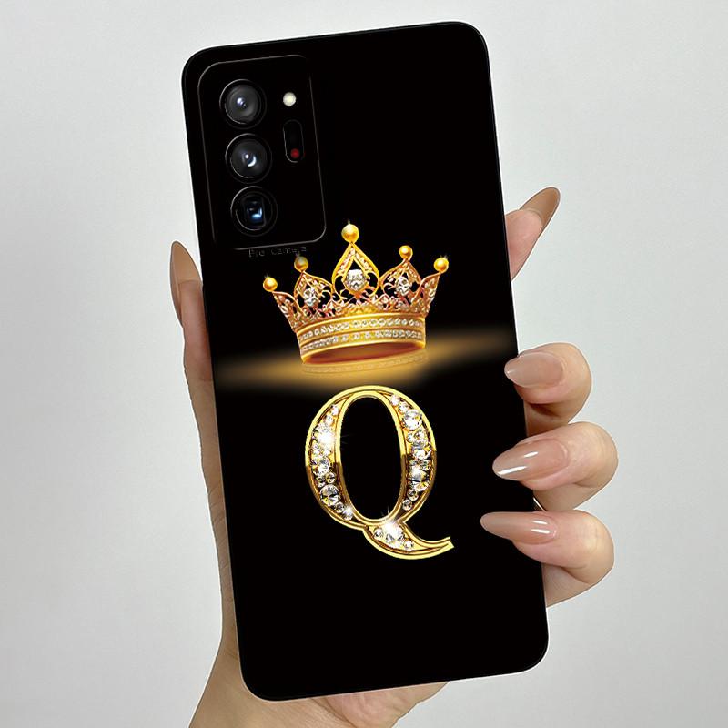 Чехол Для Samsung Galaxy Note 20 Ultra Роскошная Корона Буква Жидкий Силикон Задняя Крышка Мягкий Funda Для Samsung Note20 20Ultra Coque