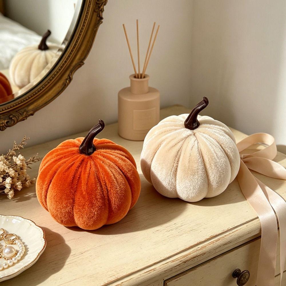 Mini Size Velvet Pumpkin Velvet Fabric Plush Pumpkin Festive Halloween Decoration Halloween Theme