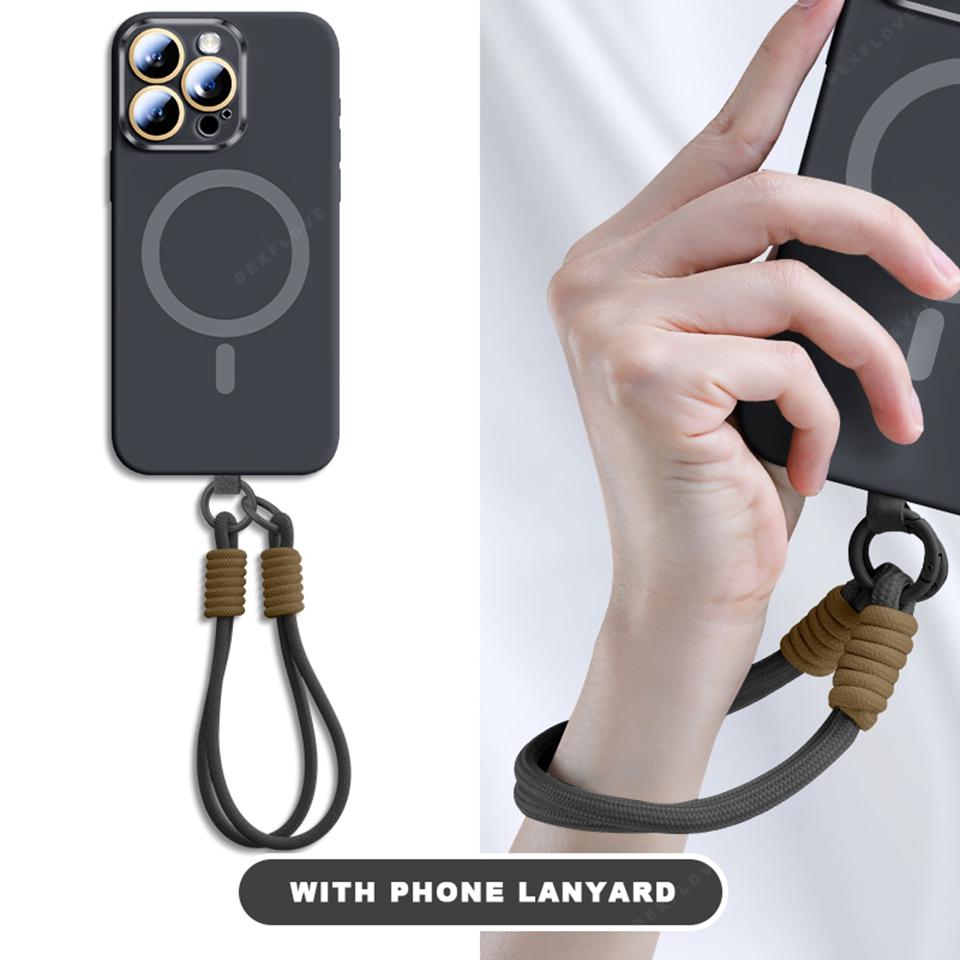 Чехол-ремешок для телефона для iPhone 15 14 16 Plus 11 12 13 16 Pro Max Magsafe Жидкий силикон Магнитный ремешок Защитная крышка для зарядки