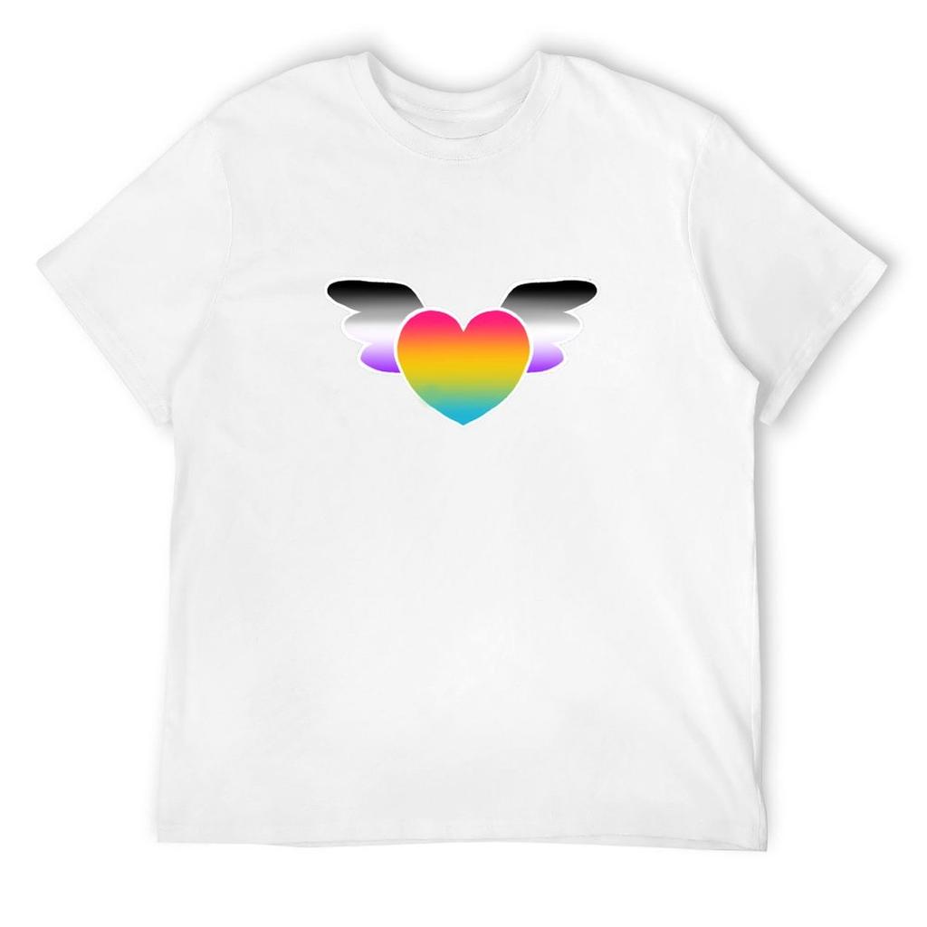 Panromantic Heart with Asexual Wings T-Shirt Sports Fans Oversized Graphic Tee Baggy Shirts Outfits for Men