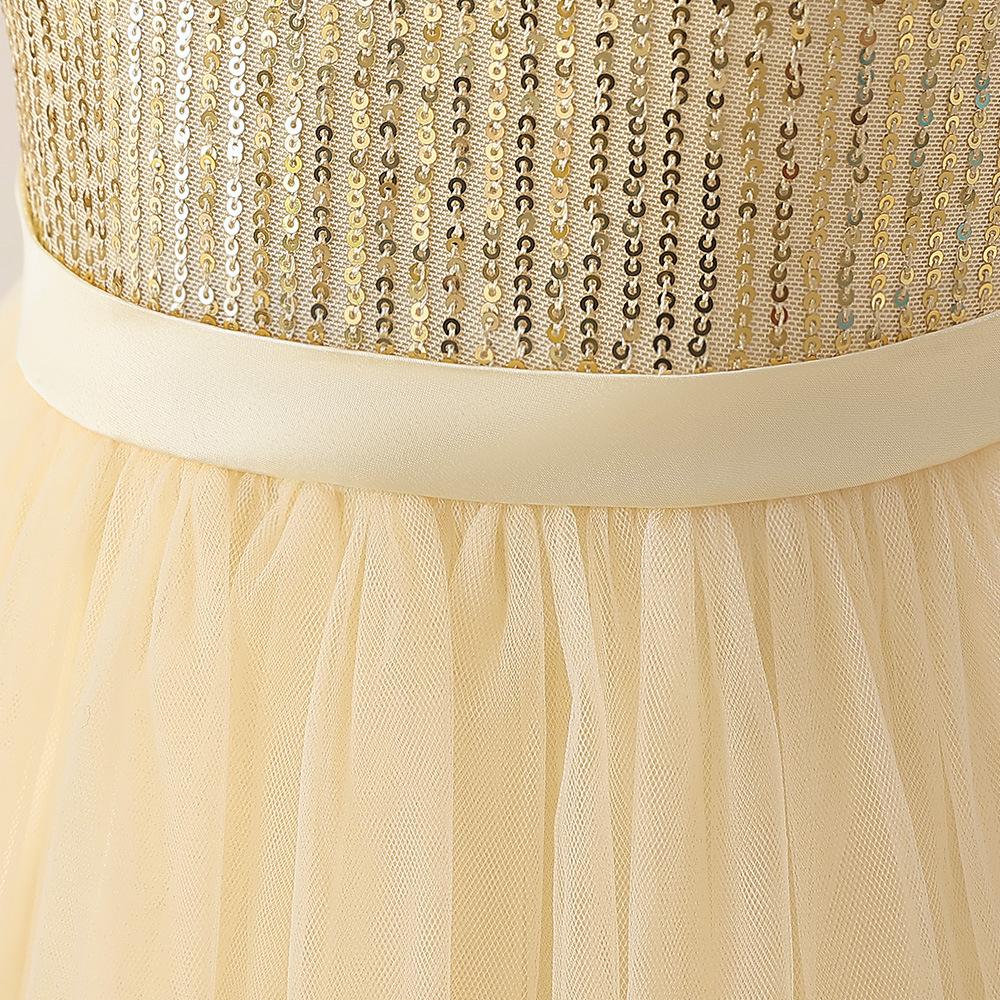 Fluffy Sequins Princess Girls Dress Bridemaids Bow Tulle Wedding Kids Party Dresses for Girl Off Shoulder Pageant Birthday Gown