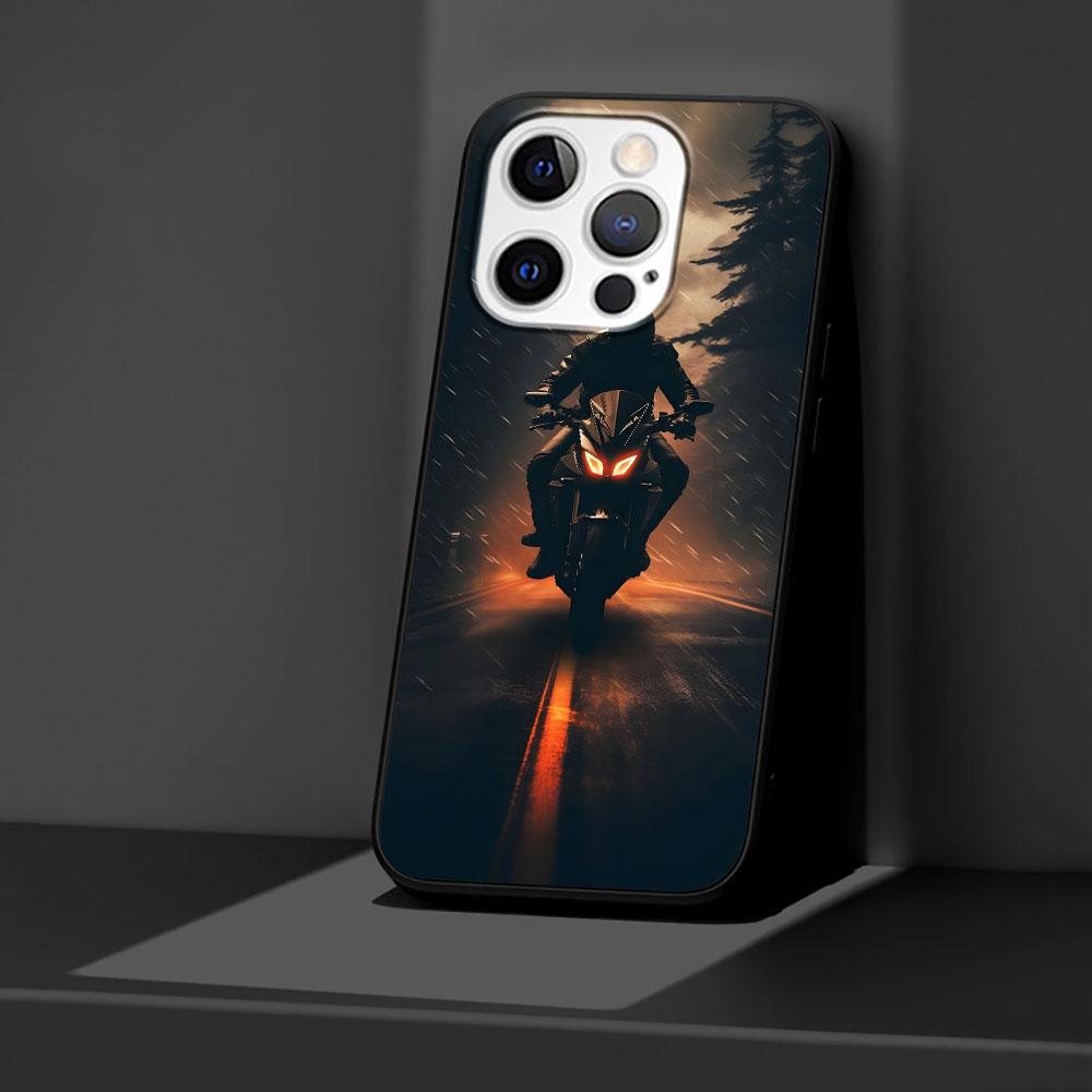 Мотоциклетный чехол для Apple iPhone 14 11 7 SE 2020 8 X XS 13 12 Mini XR 15 Pro Max Силиконовый Черный Мягкая Накладка на Телефон
