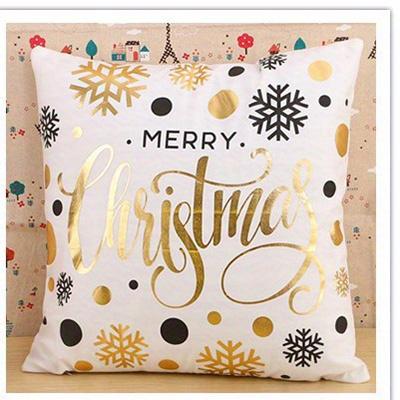 Short Plush Material Pillowcasehome Decor Merry Christmas Snowflake & Dot Decorative Pillow Pattern Cushion Cover Suitable For S