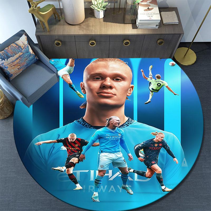 Erling Printed Round Rug, Non Slip Washable Circular Carpet For Living Room Bedroom Playroom, Sports Fan Decor, Holiday Birthday Gift