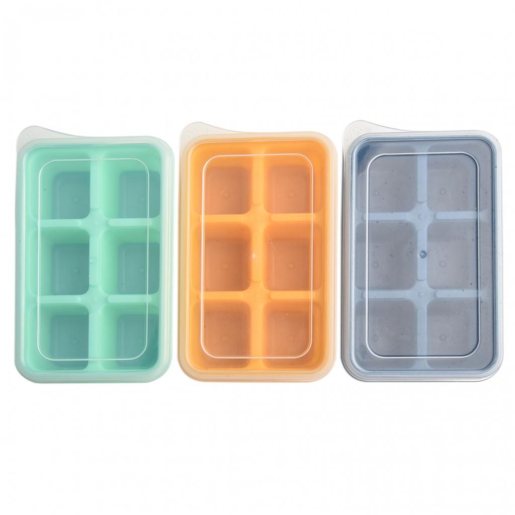 Набор из 3 силиконовых форм для льда большого размера с крышкой, легкое извлечение