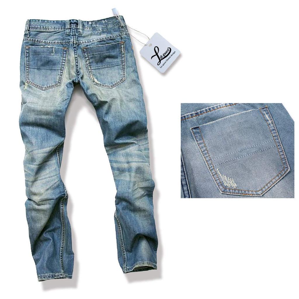Мужские джинсы Laquest Прямые зауженные с эффектом потертости (Размер 38 (Талия 100см))