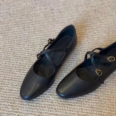 Версия из овчины~ Повседневные туфли на плоской подошве, однотонные туфли на мягкой подошве, ретро со юбками, туфли Мэри Джейн, вечерние туфли.