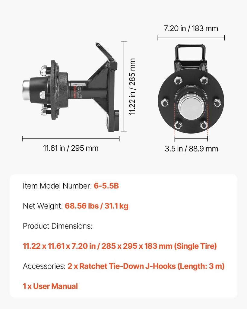 Shipping Container Wheels 6-Lug Wheels Kit, Heavy Duty Shipping Container Axle with Ratchet Tie Down-Moves 6 m-12 m, Secure Transport for Dock,