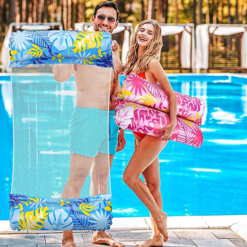 Hamak Wodny Materac Do Pływania Dmuchany Na Basen Leżak Z Siatką 130X70Cm