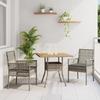 VidaXL 3-Piece Garden Dining Set with Grey Cushions Poly Rattan 3334937