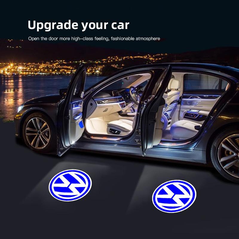 W149-2Pcs Volkswagen Emblem Projector Lights Car Door Welcome Lamp For VW GTI Polo Golf Passat Tiguan Arteon Touareg Taigo Caddy CC