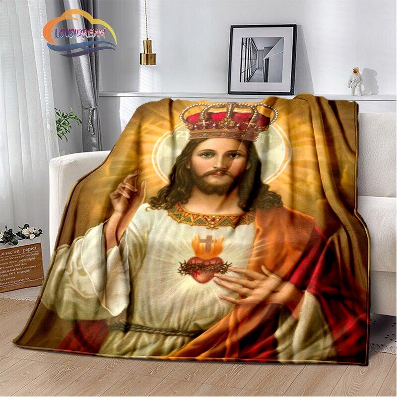 Религиозное кашемировое одеяло с изображением Иисуса, 3D-принт, покрывало с изображением Христа, фланелевое одеяло, серия Девы Марии-Иисуса, удобное домашнее одеяло