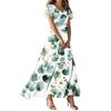 Женские повседневные модные длинные платья с принтом, платья с V-образным вырезом и коротким рукавом