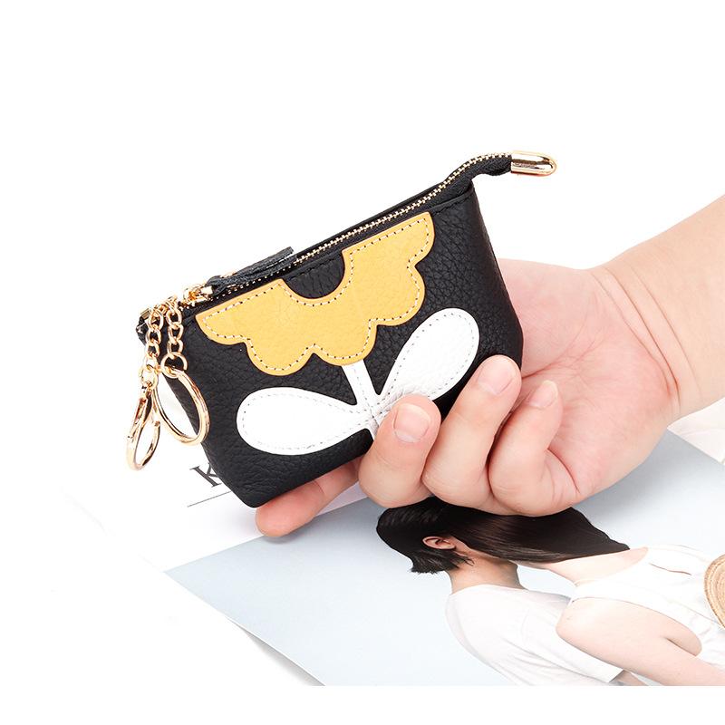 2024 Creative Flower Coin Purse Genuine Leather Small Women Wallets First Layer of Cowhide Card Holder Japan Korea Key Wallet