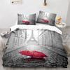 Eiffel Tower France Paris Bedding Set Boys Girls Twin Queen Size Retro Red Duvet Cover Pillowcase Bed Kids