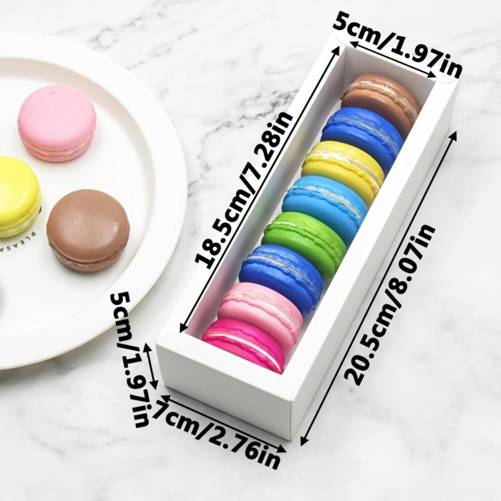 12pcs Macaron Packing Box Transparent Window Kraft Paper Dessert Packaging Box Cookies and Cakes Drawer Box Party Candy Gift Box Gift Party Supplies