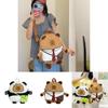 Cute Ins Capybara Panda Cartoon Backpack With Nylon Material For School And Daily Use