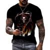 American Summer Short Sleeve Men's Skull Head Printed Round Neck Hip Hop Personalized T-shirt