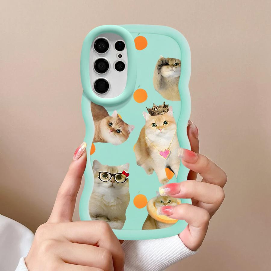 Милый Чехол-Котик для Samsung Galaxy S24 S22 Ultra S21 S25 S23 Plus S20 FE A25 A26 Мягкий Чехол для Телефона A36 A35 A24 A34 A55 A54